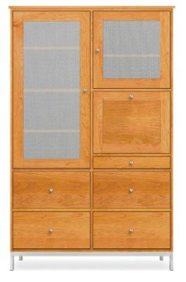 Linear Custom 25SQ Modular 80h 50x16 Cabinet in Cherry w/Stainless Steel Base