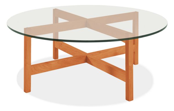 Nash 42r 16h Cocktail Table in Cherry with Glass Top