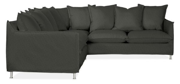 Brisbane L-Shaped Sectional w/L-Arm Corner Sofa, 98x98 in Sunbrella Canvas Coal