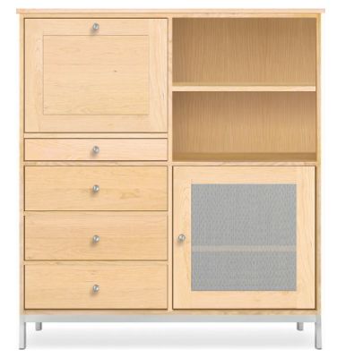 Linear Custom 25SQ Modular 56h 50x20 Cabinet in Maple w/Stainless Steel Base