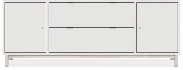 Copenhagen Custom 29h 77x16 Two-Door/Two-Drawer Cabinet in White w/Alum Knobs