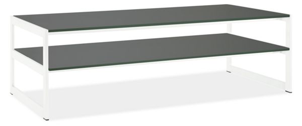 Voss 49x24 15h Two-Tier Cocktail Table in White with Grey Glass Top