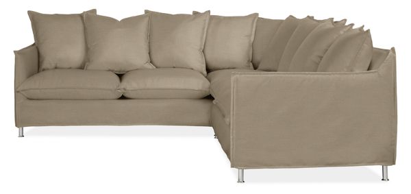 Brisbane L-Shaped Sectional w/ RA Corner Sofa, 98x98 in Sunbrella Canvas Taupe