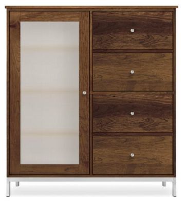 Linear Custom 25SQ Modular 56h 50x20 Cabinet in Walnut w/Stainless Steel Base
