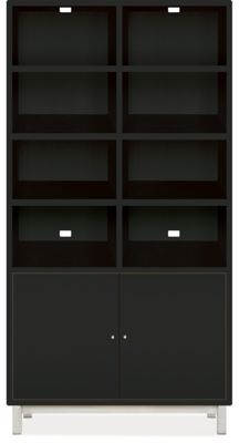 Copenhagen Custom 75h 39x20 Two-Door Cabinet in Ebony w/SS Base