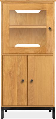 Linear Custom 25SQ Modular 56h 26x16 Cabinet in White Oak w/Natural Steel Base