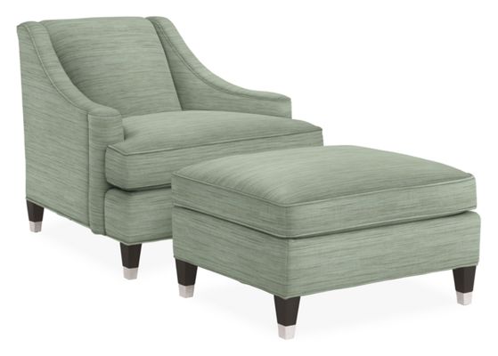 Loring Chair & 33x24" Ottoman in Tivoli Mist