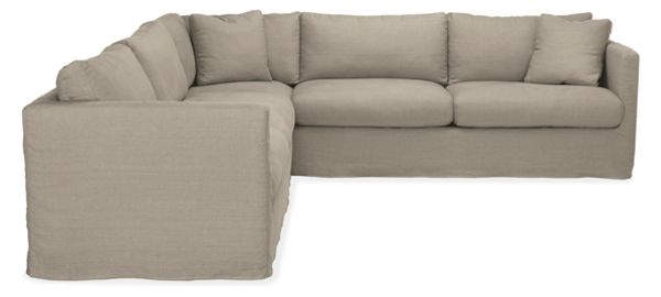 Clive 114x114" 2PC Sectional w/Right-Arm Corner Sofa Slipcovered in Glinda Metal