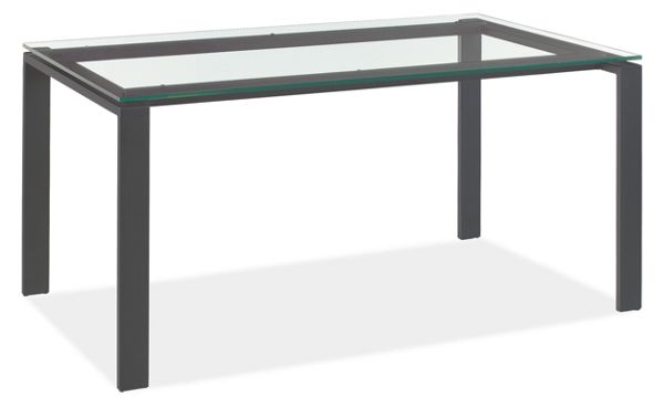 Rand Custom 60x42 28h Dining Table in Graphite with Clear Glass Top