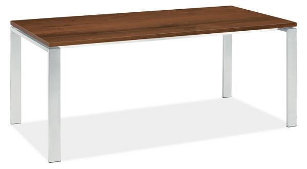 Rand Custom 84x42 29h Dining Table in Stainless Steel with Solid Walnut Top