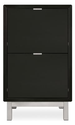 Copenhagen 32h 19w Two-Drawer File Cabinet in Ebony with Stainless Steel