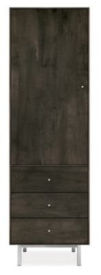 Hudson 71h 22x24 Armoire in Charcoal Stain and Stainless Steel Base and Knobs
