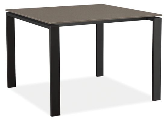 Rand Custom 48x36 30h Dining Table in Natural Steel with Grey Quartz Top