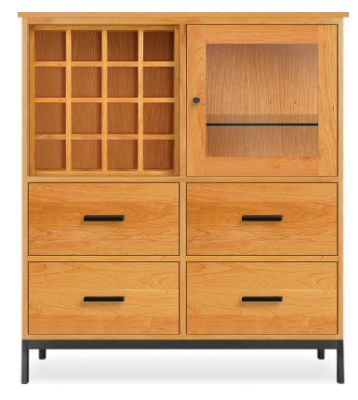 Linear Custom 20SQ Modular 46h 40x16 Cabinet in Cherry w/Natural Steel Base