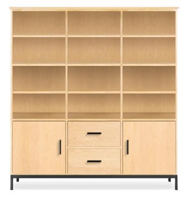Linear Custom 20SQ Modular 65h 59x16 Cabinet in Maple w/Natural Steel Base