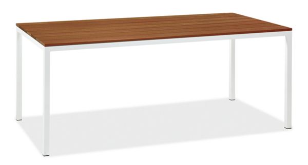 Pratt 72x36 Outdoor Dining Table in White With Ipe Wood Top