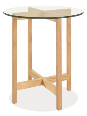 Nash 27r 29h End Table in Maple with Glass Top