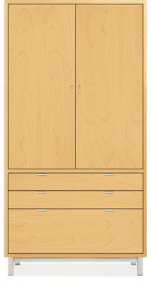 Copenhagen Custom 75h 39x20 Two-Door/Three-Drawer Cabinet in Maple w/SS Base