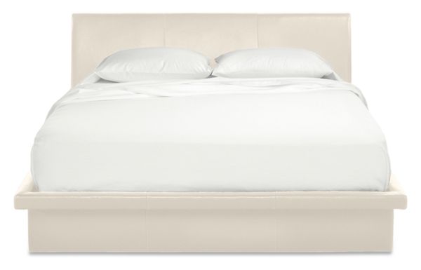 Merrick King Bed in Bison White Leather