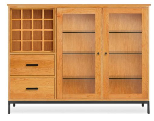 Linear Custom 20SQ Modular 46h 59x16 Cabinet in Cherry w/Natural Steel Base