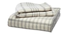 Washable Wool Ivory/Grey Plaid Blanket & Sham
