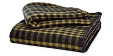 Washable Wool Mustard/Charcoal Plaid Blanket & Sham