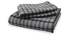 Washable Wool Grey Plaid Blanket & Shams