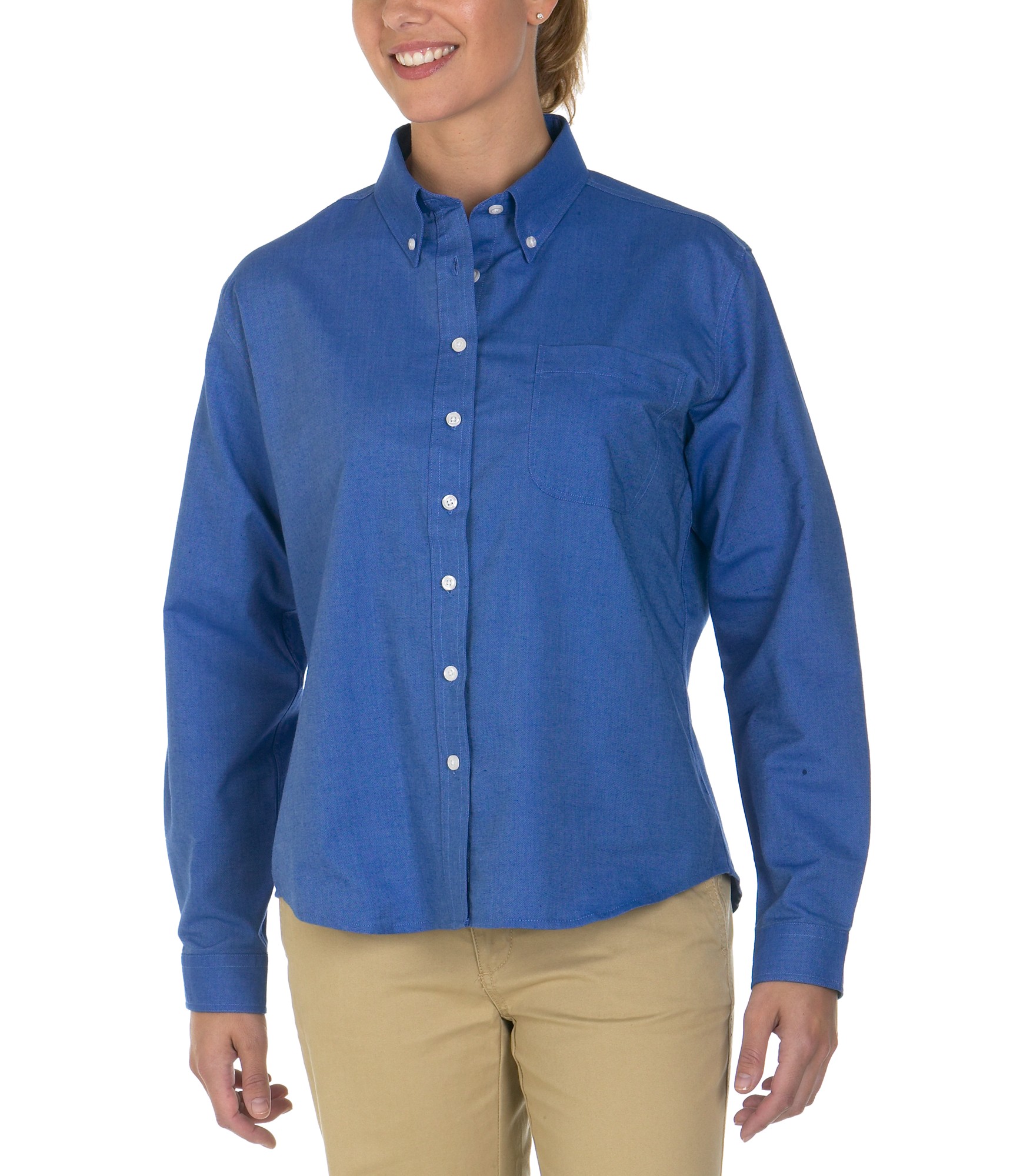 AMP_CA | Oxford International Ladies Long Sleeve Button Down Oxford Shirt