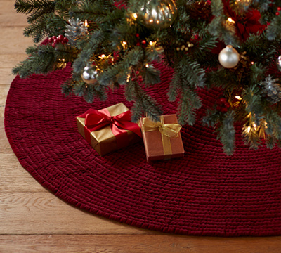 Channel Quilted Velvet Tree Skirt - Regular-60, Red