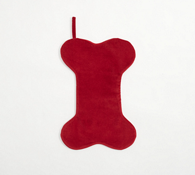Classic Velvet Bone Pet Stocking - Red, Medium