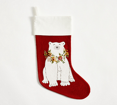 Holiday Icons Crewel Stockings - Polar Bear, Medium
