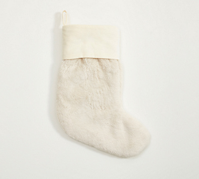 Faux Fur Alpaca Stocking - Medium, Ivory