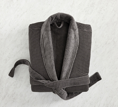 Waffle Weave Resort Robe - Charcoal, Extra Large
