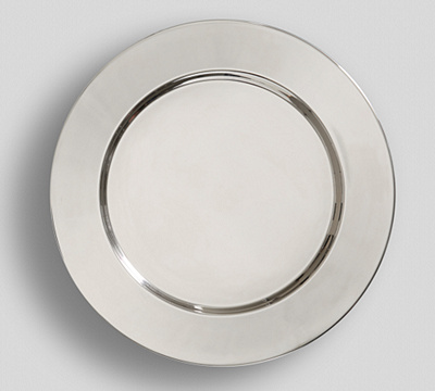 Harrison Stainless Steel Charger Plates - Set of 4 - Silver - Monogram Letter “H” (Style #152)
