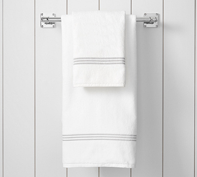 Grand Organic Cotton Embroidered Towel - Gray, Hand