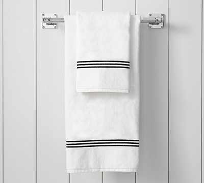Grand Organic Cotton Embroidered Towel - Black, Hand
