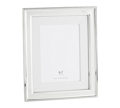 Personalized Silver-Plated Grosgrain Ribbon Mat Frames - 5x7 - White