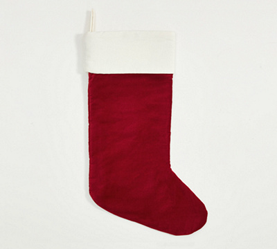 Classic Velvet Stockings - Medium, Red With Ivory Cuff
