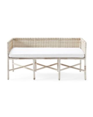 white storage bench with cushion on Pacifica Bench Cushion Serena Lily