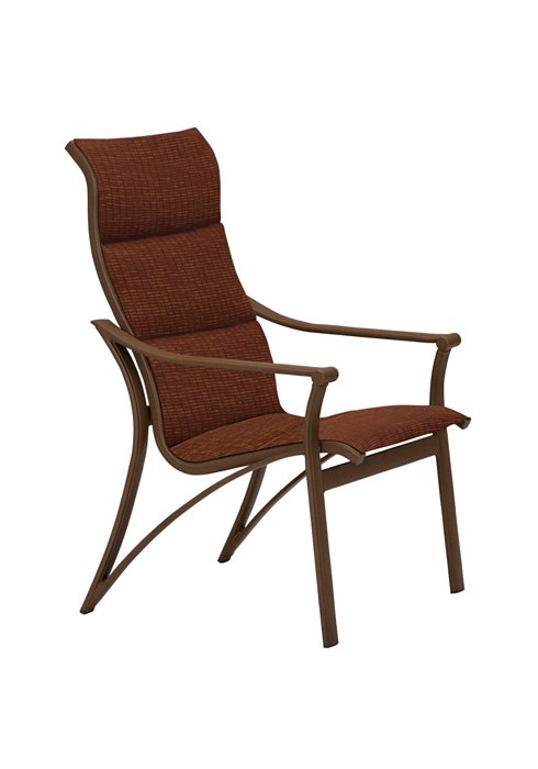 outdoor padded sling high back dining chair