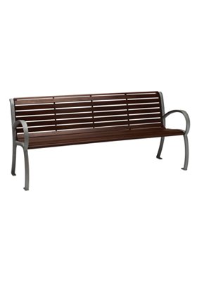 District 6 Bench With Back And Arms Faux Wood Slat Outdoor