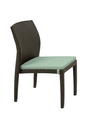 patio woven side chair with seat pad