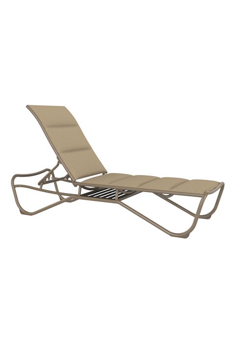 padded sling patio armless chaise lounge with shelf
