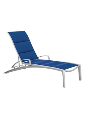 padded sling outdoor chaise lounge with arms
