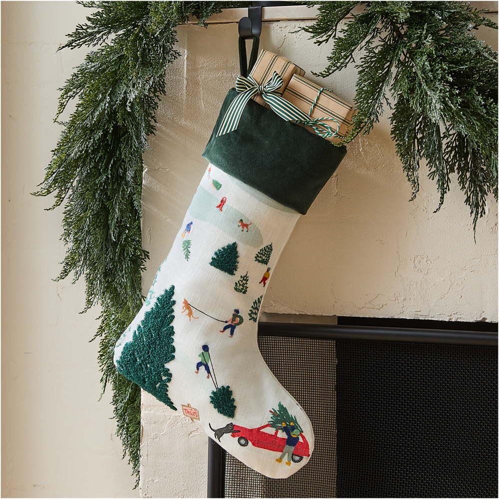 Embroidered Winter Scenes Stockings