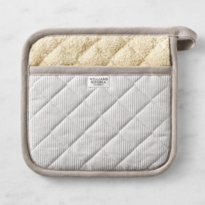 Williams Sonoma Heritage Stripe Potholder - Drizzle Gray