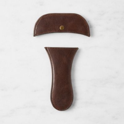 Personalized Leather Handle Sleeve Set for Lodge Skillet - Dark Brown
