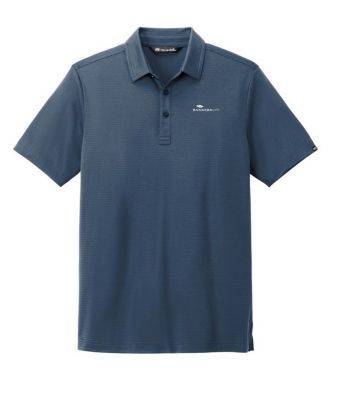 TravisMathew Bayfront solid polo in medium size, insignia blue, with moisture-wicking fabric and classic collar.