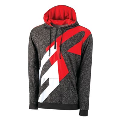 Dye Sublimated hoodie with charcoal grey body. GR letters in large imprint in red and white on full chest. Full Gazoo Racing on sleeve.