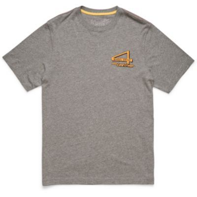 Gray T-shirt with a small orange and yellow '4 The Cool Cruiser' graphic on the left chest.